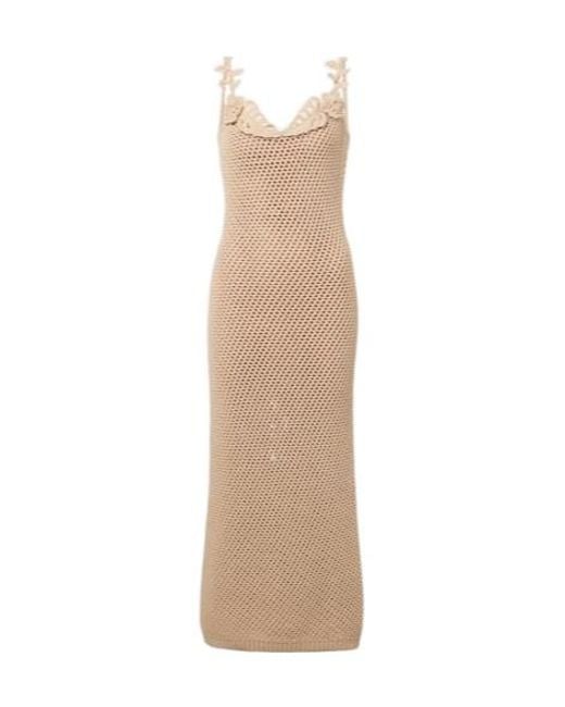 Elie Saab Natural Floral Tulle Dress