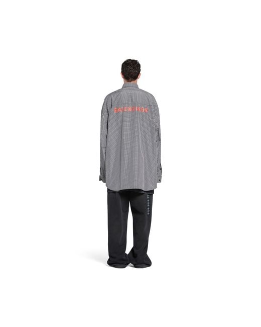Balenciaga Gray Checked Oversized Shirt for men