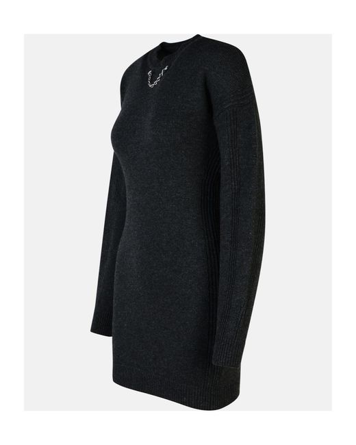 Moschino Black Jeans Chain Detailed Drop Shoulder Knitted Dress