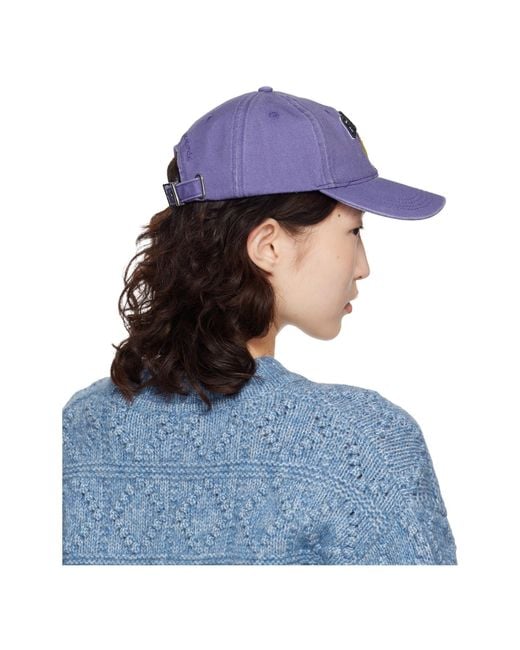 Ganni Purple Embroidered Logo Baseball Cap