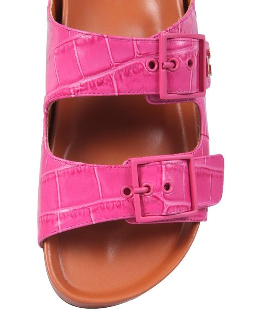L'Autre Chose Pink Buckle Embossed Sandals