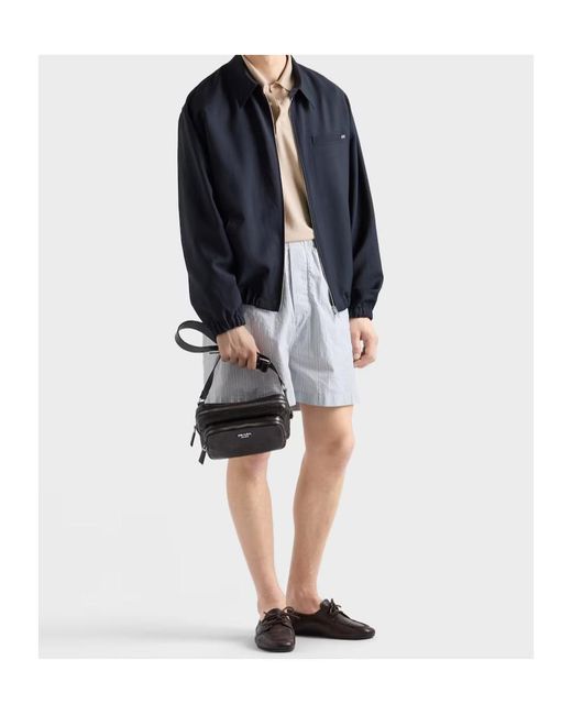 Prada Black Distressed Zipped Shoulder Bag for men
