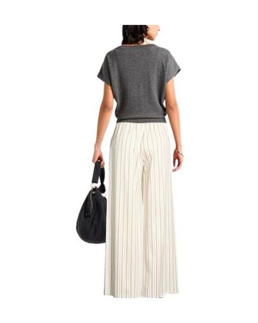 Max Mara White Striped Trousers