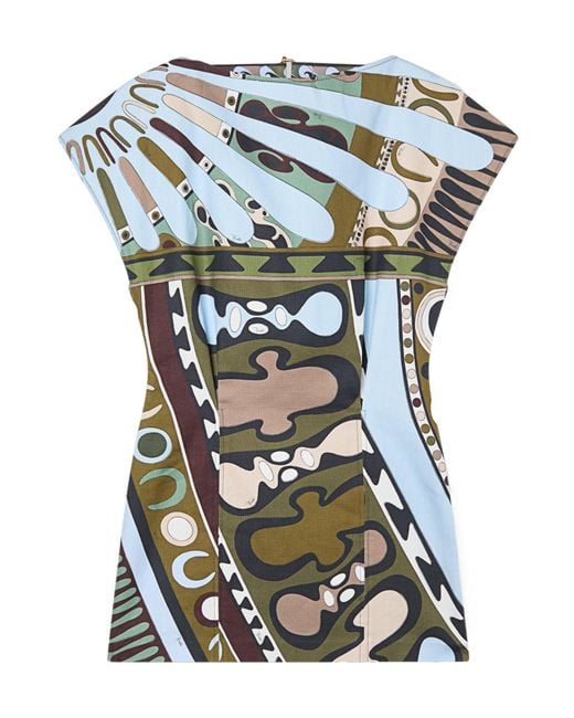 Emilio Pucci Green Pucci Soleil Printed Panama Mini Dress