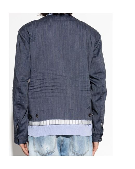 DSquared² Blue Vintage Effect Patch Jacket for men