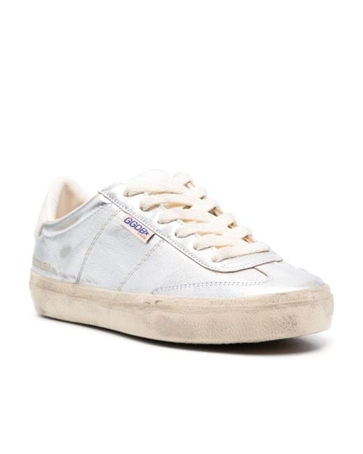 Golden Goose Deluxe Brand White Soul-Star Metallic Low-Top Sneakers