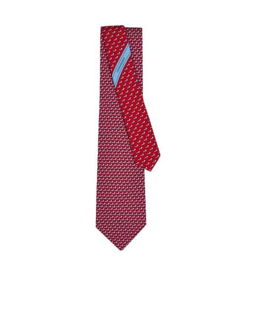 Ferragamo Red Ferragamo Dachshund Print Tie for men