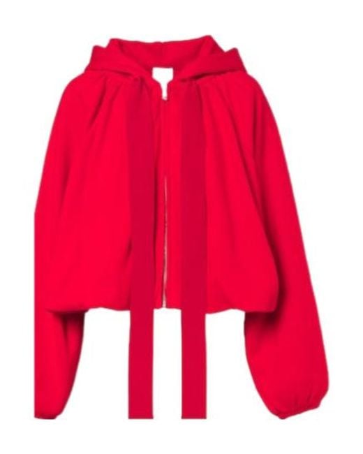 Patou Red Cotton Zip-Up Hoodie