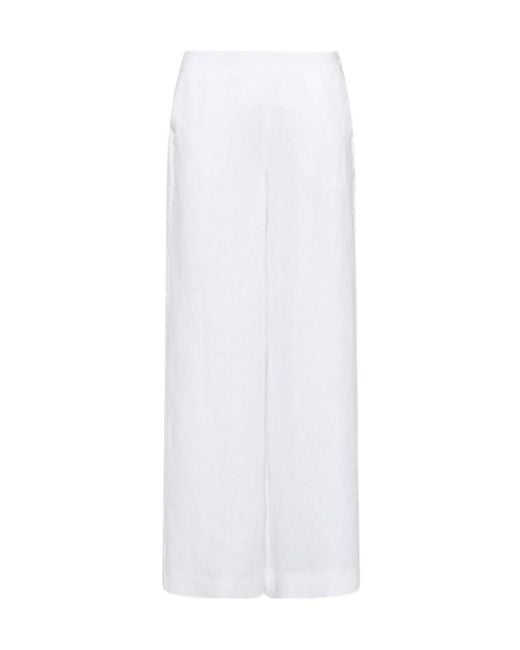 Marella White Linen Wide-Leg Trousers