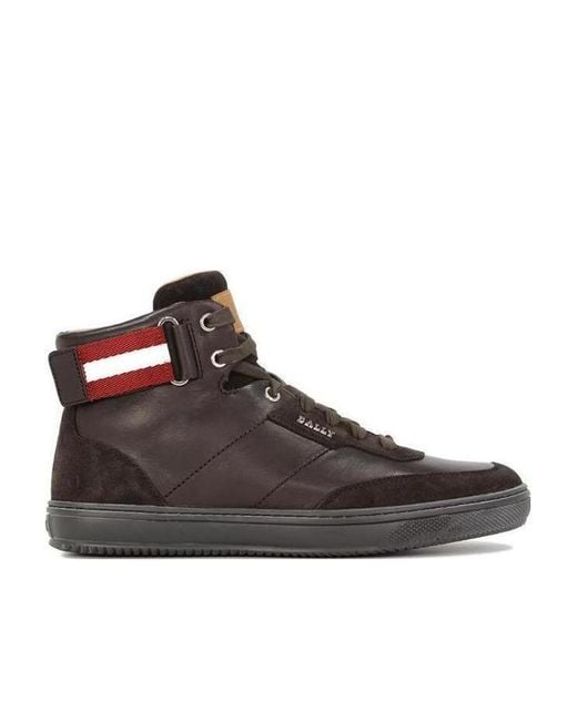 Bally Brown Logo High-Top Casual Sneakers for men