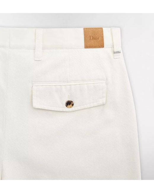 Dior White Logo Patch Chino Shorts for men