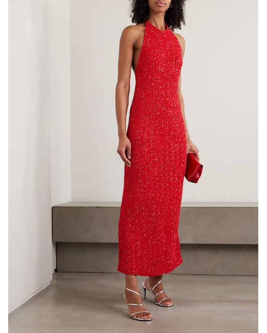 TOVE Red Colette Sequin Maxi Dress