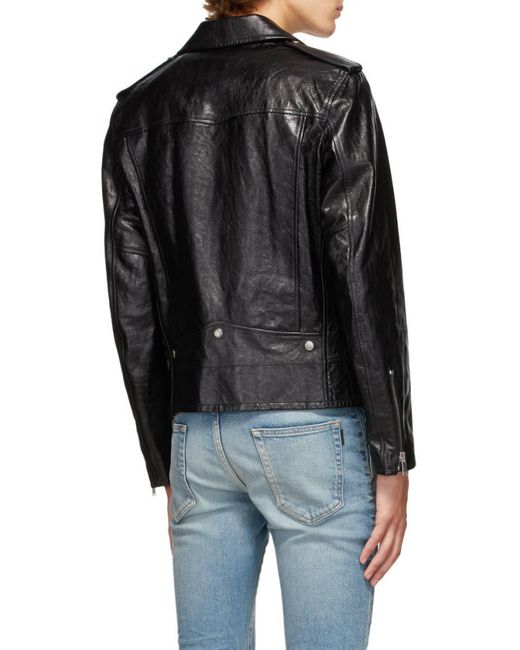 Saint Laurent Black Long-Sleeved Biker Jacket for men