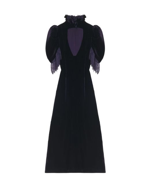 Alexander McQueen Black Ruffled Velvet Dress