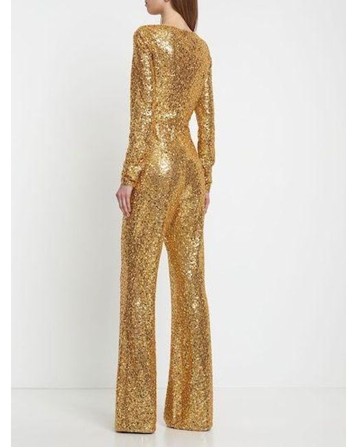 Michael Kors Metallic Sequined V-Neck Jumpsuit