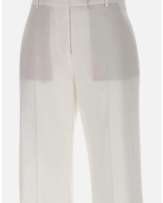 Eleventy White Pleated Straight-Leg Pants
