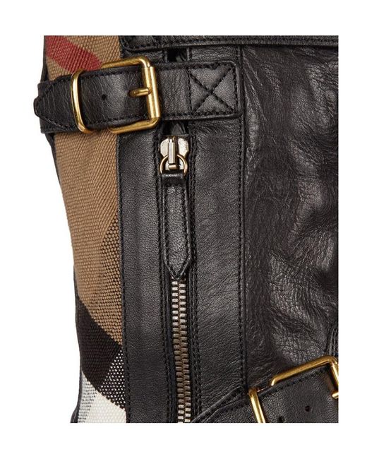 Burberry Black Plaid Canvas Short Boots