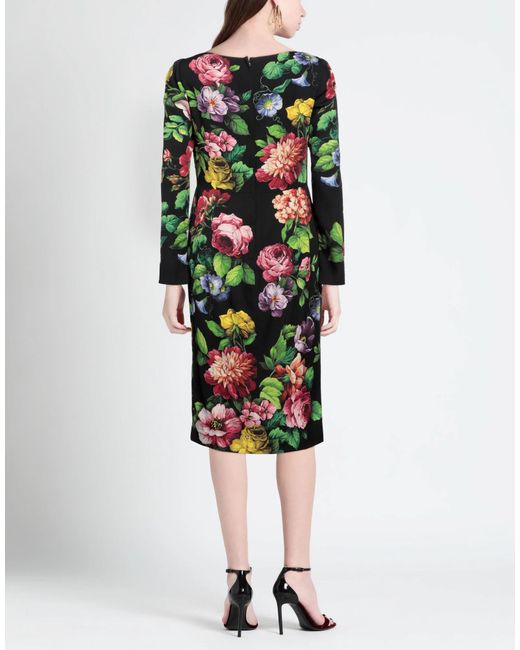 Dolce & Gabbana Black Floral Slim-Fit Dress