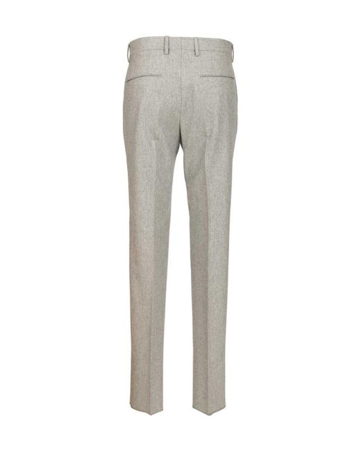 Tagliatore Gray Pleated Flannel Pants for men