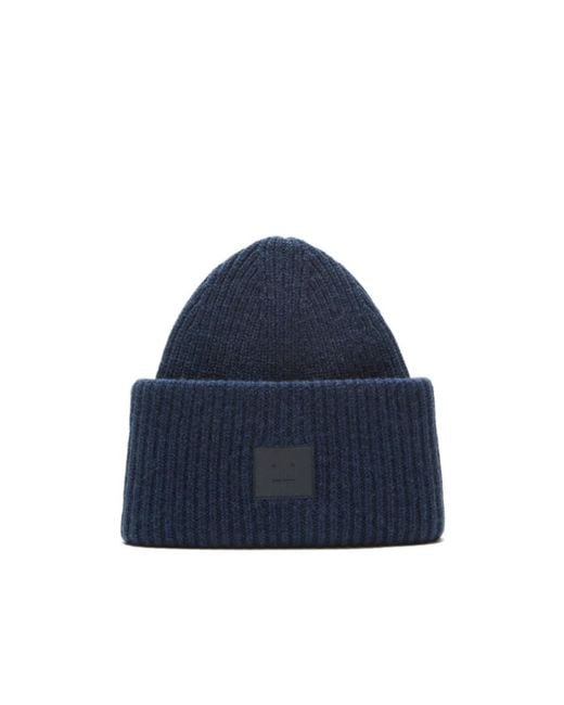 Acne Blue Ribbed Beanie for men