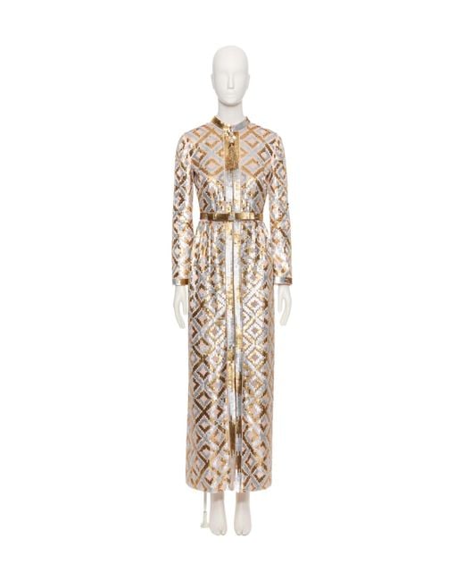Valentino Metallic Long Sleeve Dress