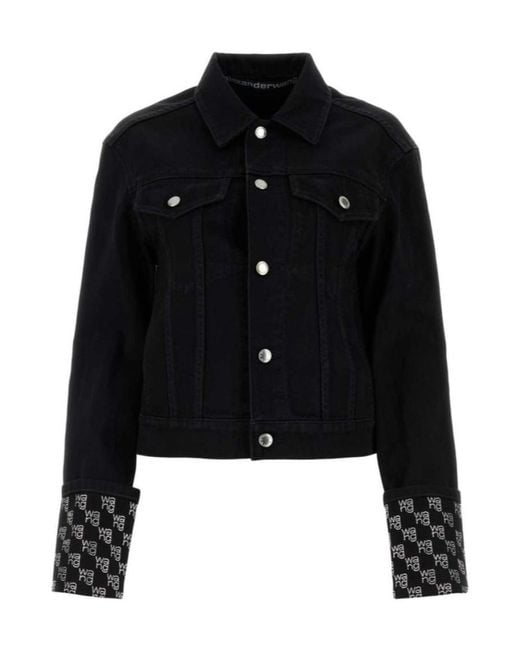 Alexander Wang Black Long Sleeved Embellished Denim Jacket