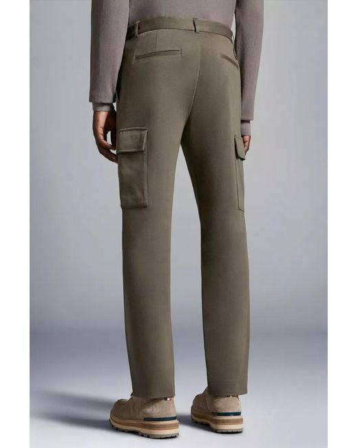 Moncler Gray Logo Embroidered Cargo Trousers for men