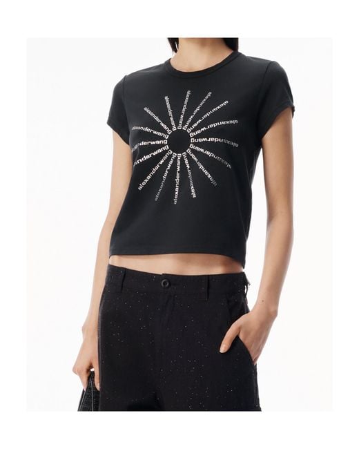 Alexander Wang Black Logo Detailed Crewneck T-Shirt