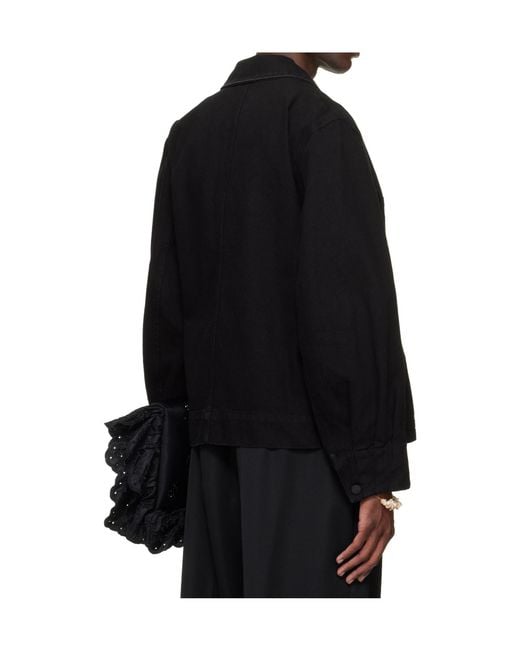 Simone Rocha Black Workwear Bow-Tie Denim Jacket for men