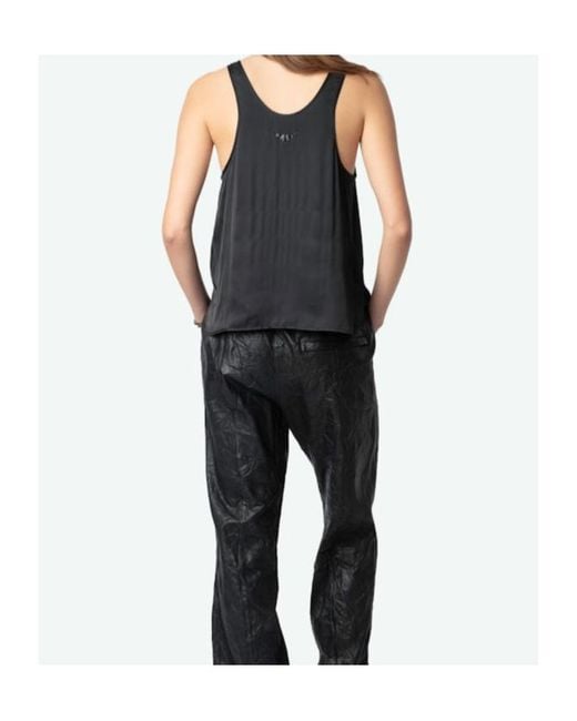 Zadig & Voltaire Black Tarys Satin Top