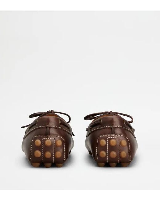 Tod's Brown Laced Boat Shoes for men