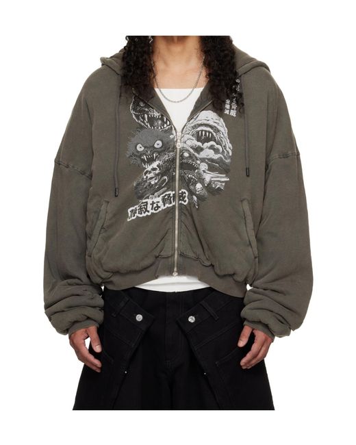 Lu'u Dan Gray Zipper Hoodie for men