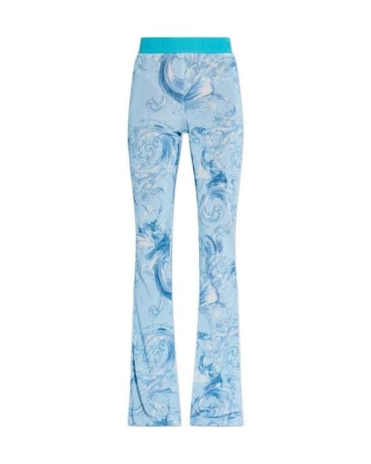 Versace Jeans Blue Couture Logo Waistband Flared-Leg Trousers