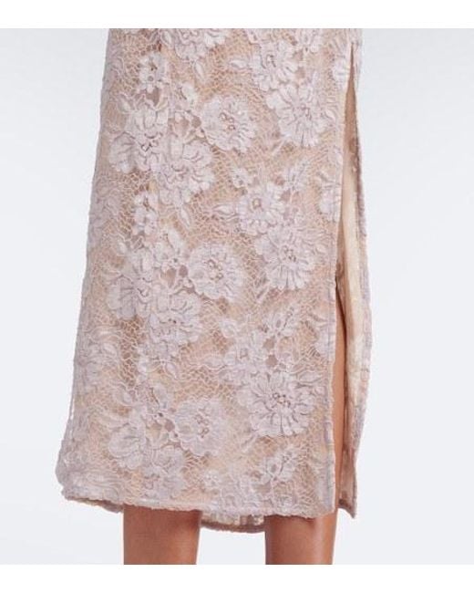 Alessandra Rich White Ruffled Sequined Lace Slip Dress
