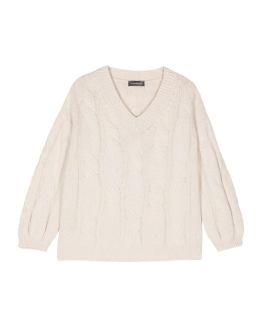 Lorena Antoniazzi Natural Cable-Knit Sweater