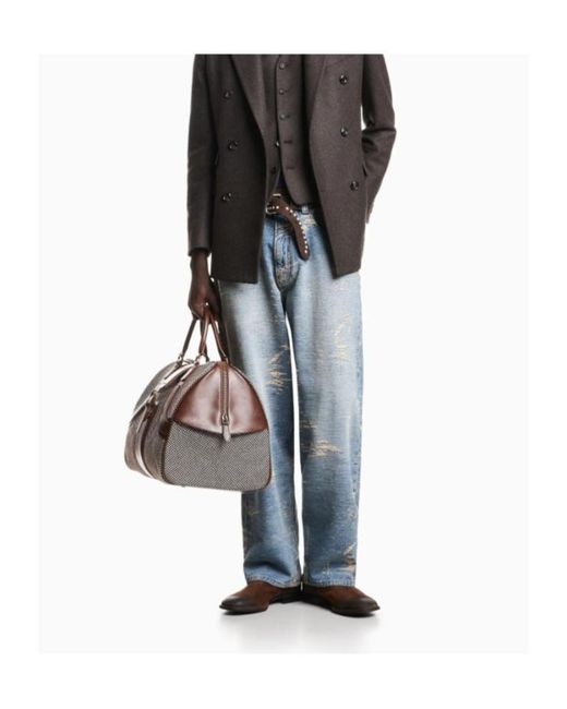 Emporio Armani Blue 5-Pocket Pants Denim With A Distressed Stone Washed Effect for men