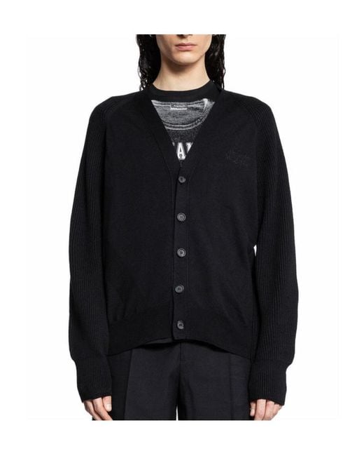 McQueen Black Buttoned Logo Embroidered Cardigan for men
