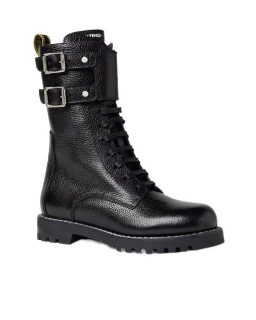 Fendi Black Commando Leather Boots