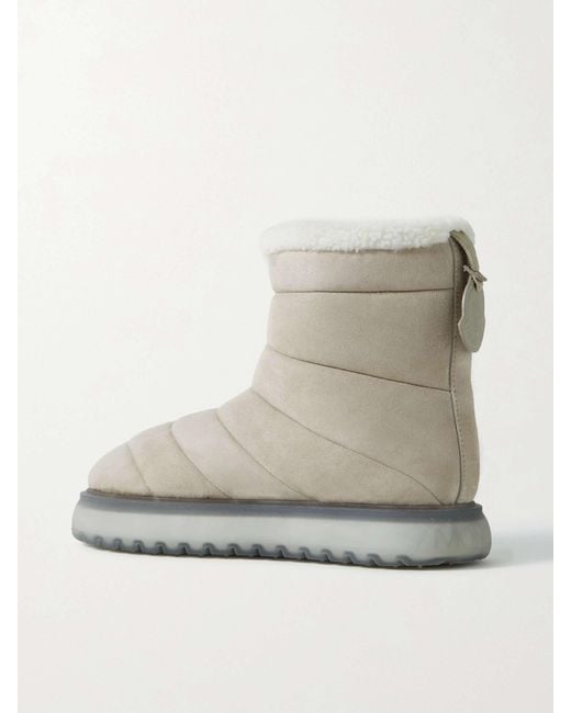 Moncler Gray Hermosa Shearling-Lined Suede Ankle Boots