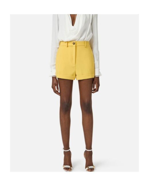 Elisabetta Franchi Yellow Lightweight Crêpe Shorts