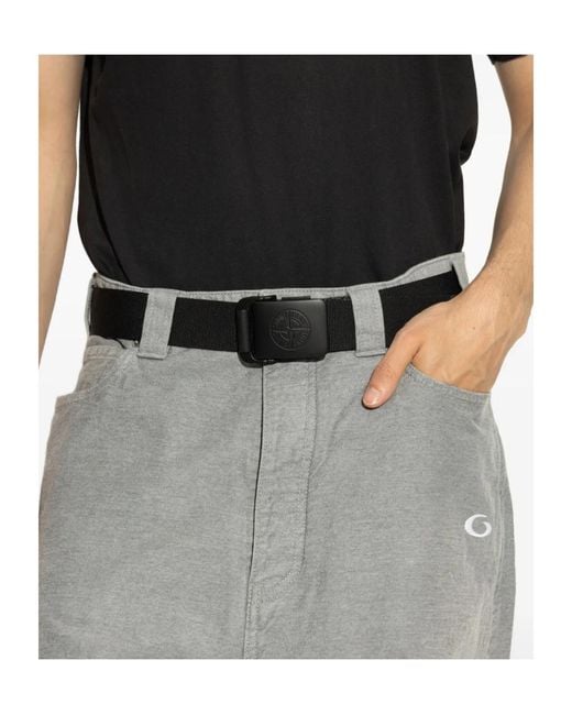 Stone Island Blue Compass-Logo Buckle Belt for men