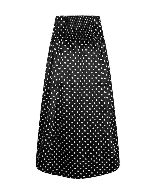 Ganni Black Polka Dot Midi Skirt