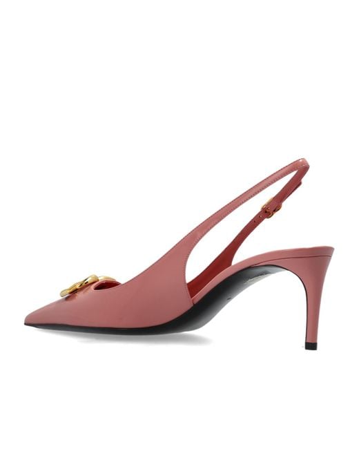 Dolce & Gabbana Pink Dg Plaque Slingback Pumps