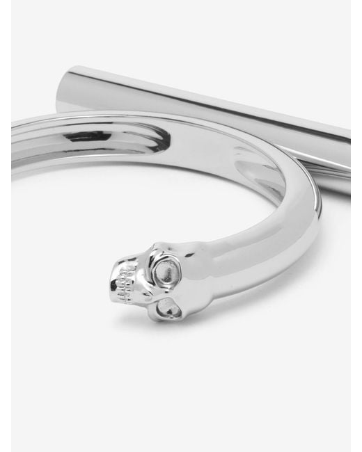 McQueen White Cross-Bar Logo Engraved Bracelet