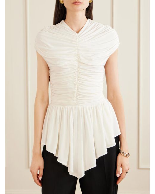 TOVE White Ruffled Hem Top