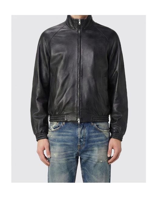 Acne Black Leather Jacket for men