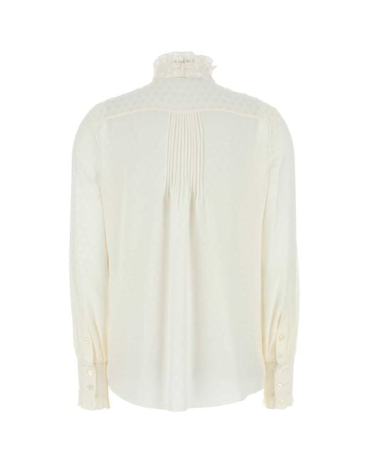 Valentino White Cour De Coeur Pussy-Bow Shirt