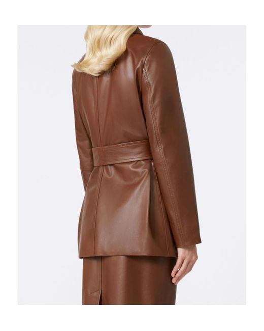Max Mara Brown Studio Button-Up Belted Jacket