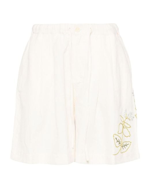 STORY mfg. White Bridge Floral-Embroidered Shorts for men