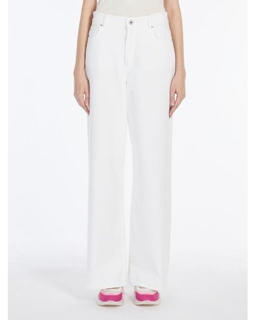 Weekend by Maxmara White Logo-Embellished Classic-Five Pockets Jeans